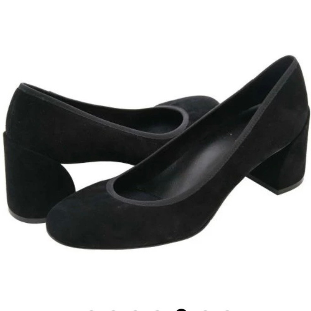Vaneli Camila Black Suede Sculptural Block Heel Round Toe Pumps Size 9M Chic